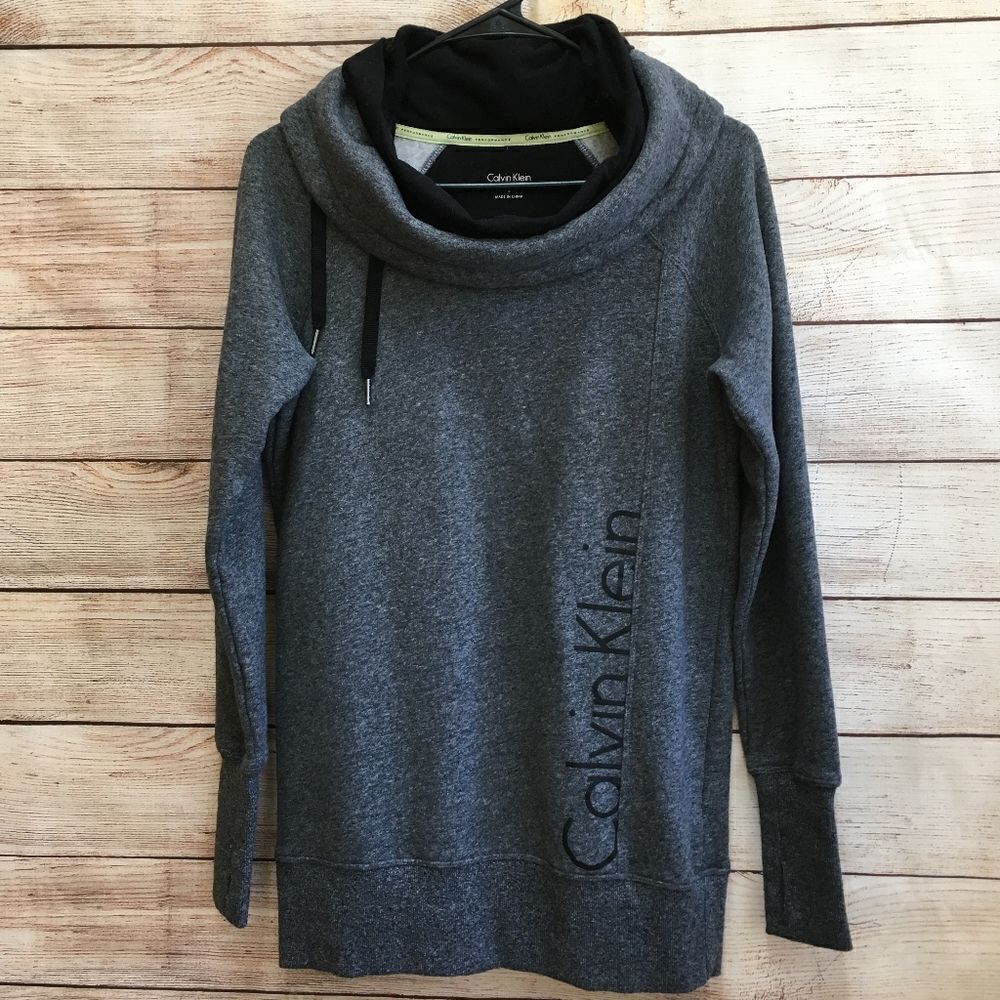 EXCELLENT CONDITION CALVIN KLEIN PERFORMANCE COWL NECK SWEATSHIRT IN GRAY